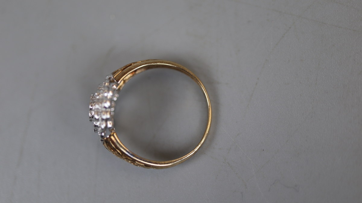 Gold diamond cluster ring - Approx size: P - Bild 3 aus 3