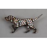 Silver and opal brooch - Dog