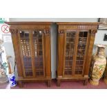 Fine pair of German oak bookcase cabinets – Width: 114cm Depth: 44cm Height: 194cm