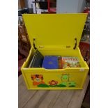 Toy box containing books to include vintage Rupert annuals