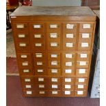 Mid-century oak index drawers (45 drawers) - Approx size W: 84cm D: 44cm H: 107cm