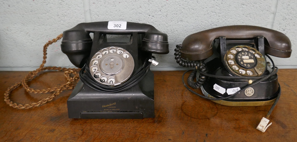 Two vintage bakelite telephones