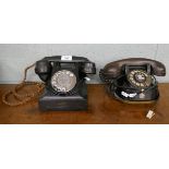 Two vintage bakelite telephones
