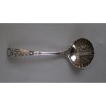 Hallmarked silver straining spoon
