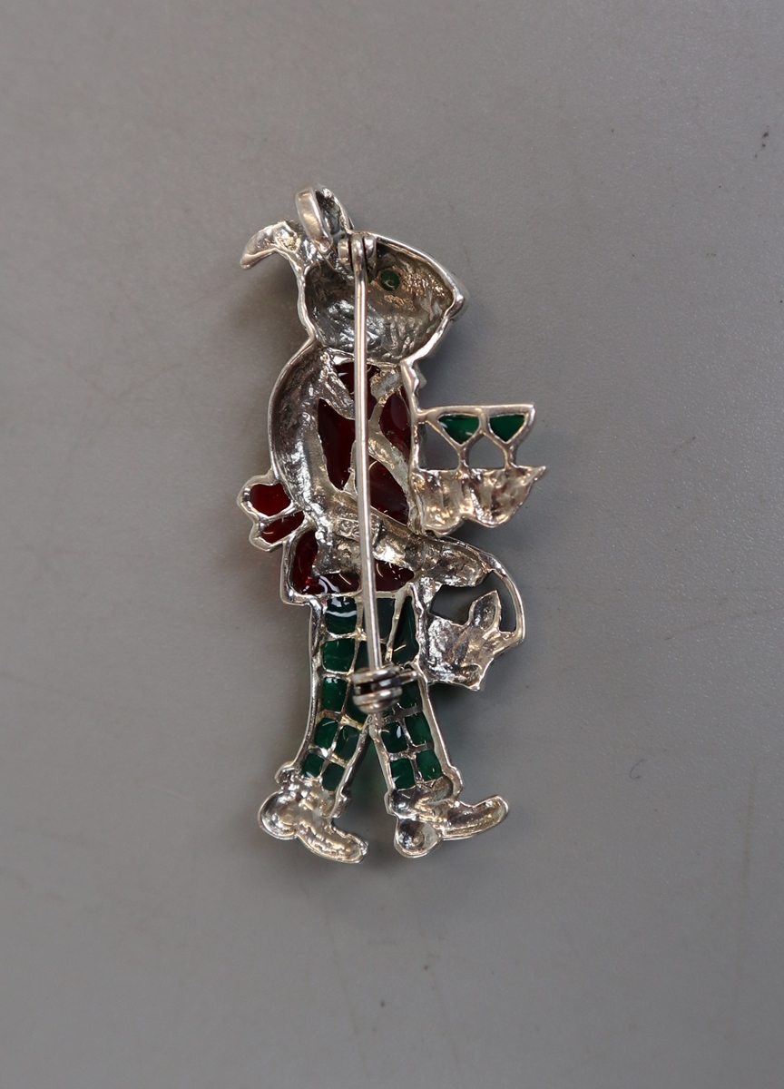 Silver and enamel rabbit brooch - Image 2 of 2