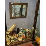 Collectables to include wooden eagle and vintage mirror