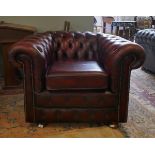 Ox blood leather Chesterfield tub chair