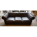 Brown leather Chesterfield 3 seater sofa