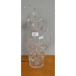 Tall cut glass lidded jug - Approx height: 37cm