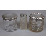 Hallmarked silver topped jars