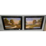 Pair of Victorian oil paintings - Approx image size: 49cm x 34cm