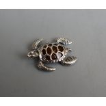 Silver and amber turtle pendant