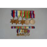 5 WWII medals together with minature bar