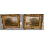 A pair of J B Gummery 19thC oils on canvas - Approx image size: 34cm x 24cm