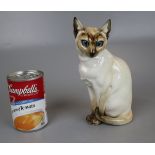 Hutschenreuther Germany porcelain model of a Siamese cat - Approx height: 19.5cm