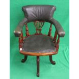 Antique green leather desk chair