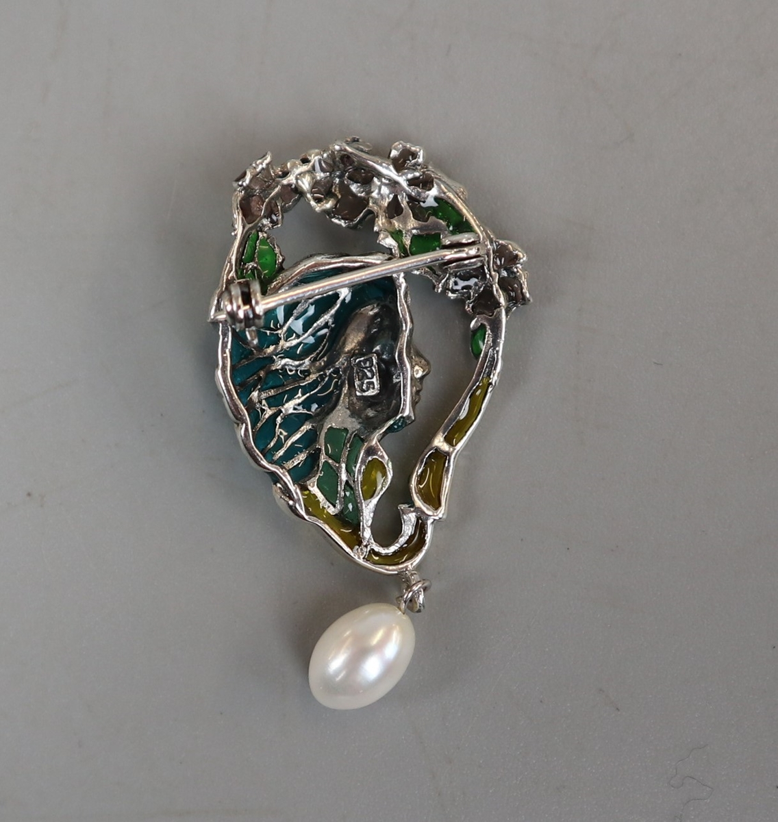 Silver and enamel Art Nouveau style brooch - Image 2 of 2