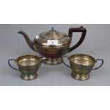 Hallmarked silver 3 piece tea set - Approx total weight: 615g