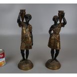 Two Blackamoor 19thC Louis Hottot Dienze candlesticks - Approx height: 37cm