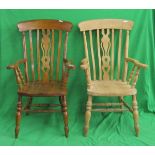 Pair of country kitchen armchairs