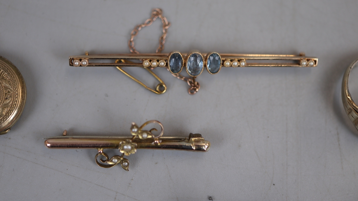 Collection of gold & silver jewellery to include gold bar brooch - Image 3 of 7