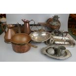 Collection of copper, silver plate & pewter