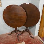 2 early mahogany tilt top tripod tables