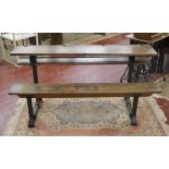 Antique pitch pine metamorphic school desk/bench - Approx length: 158cm