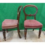 Set of 6 antique balloon back dining chairs