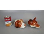 Pair of fox and hound stirrup cups