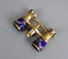 Set of Lamire opera glasses with enamel and mother-of-pearl