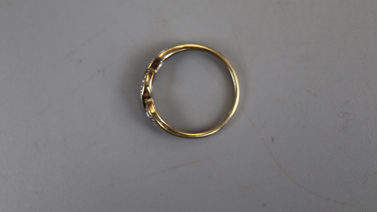 Gold diamond set ring - Approx size: P - Bild 3 aus 3