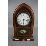 A late 19th.C 8 day Lancet style mantle clock by E.N. Welsh Manufacturing Co. - Approx height: 47cm
