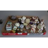 Collection of pill boxes etc to include 4 Capodimonte figures