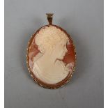 Cameo pendant/brooch with gold casing