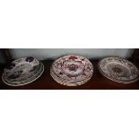 Assortment of dresser plates, mainly Masons, Spode etc