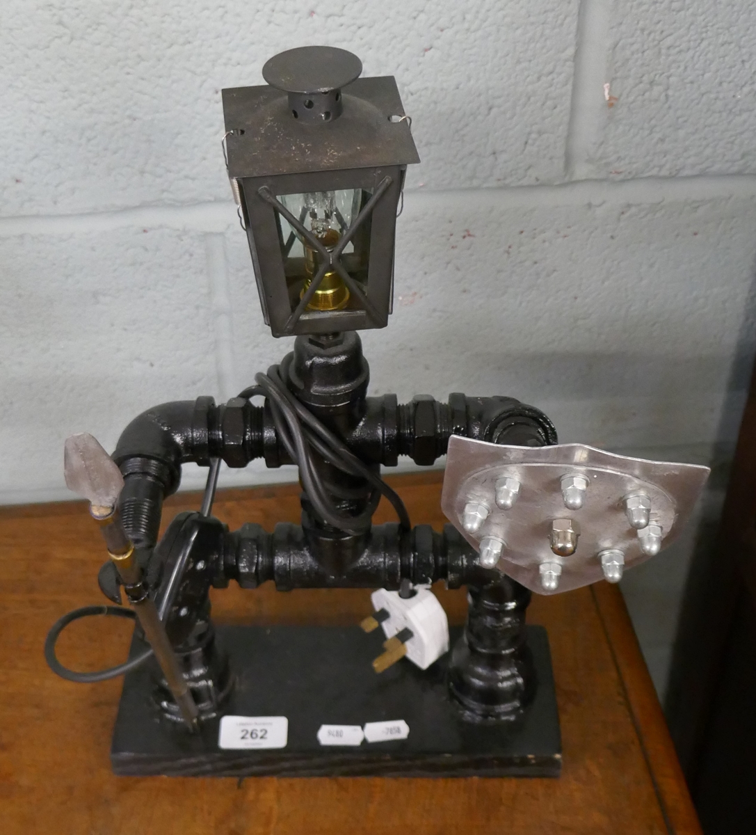 Bespoke nut and bolt figure lamp - Approx height: 42cm