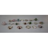 19 9ct gold various gem set rings