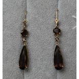 Pair of gold topaz drop earrings