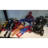 Collection of Spider Man and other action figures