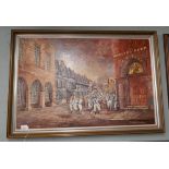Oil on canvas by C Lesley Matthews - Morris Dancers in Stratford Upon Avon - Approx image size: 91cm