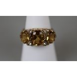 Gold citrine set ring - Approx size: N