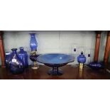 Collection of cobalt blue glass