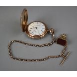 Elgin National Watch Co pocket watch with gold chain - Approx gross weight of chain (and fob) 29g