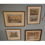 Collection of architectural prints to include Wales Cathedral and the Houses of Parliament