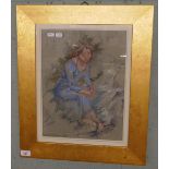 Pastel - Seated Woman by Michael Cadman 1982 - Approx IS: 30cm x 40cm