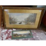 Watercolour by T J Watson - 1886 together with another by his son W H Watson