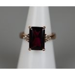 Gold amethyst and diamond ring - Size K