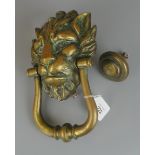 Large brass lion door knocker