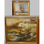 2 oil paintings 1 signed T Slowsky - Nautical scenes